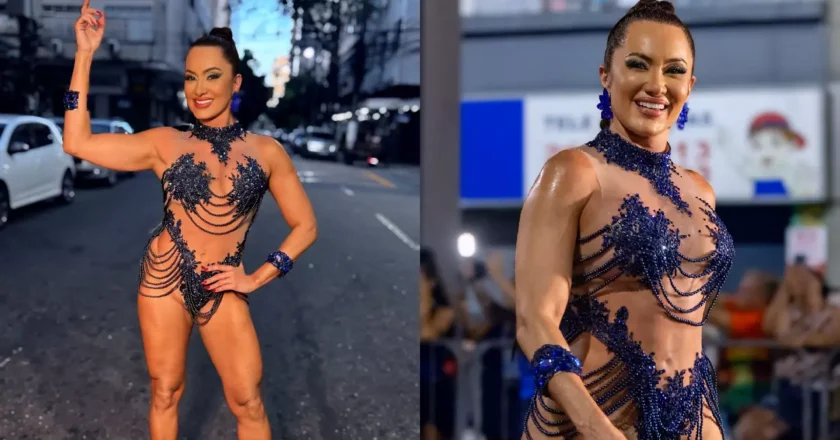 Vanessa Rangeli, soberana da bateria da Acadêmicos de Niterói, brilha com sua excelente forma física