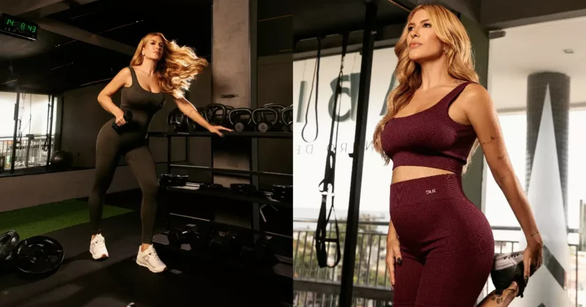 Lore Improta exibe novamente sua barriga de grávida em ensaio fitness