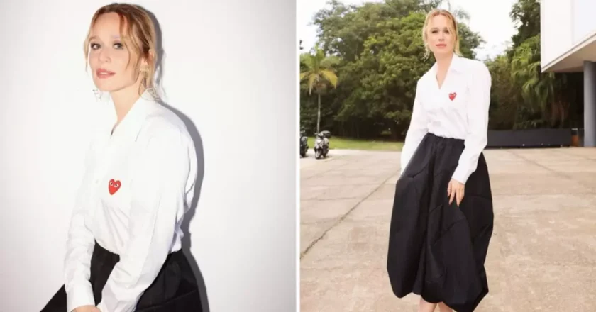 Mariana Ximenes deslumbrante em traje sofisticado durante evento artístico em São Paulo