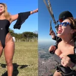 Influencer enfrenta críticas após salto de paraquedas quase sem roupa e planeja nova aventura em Londres