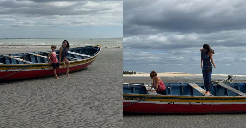 Isis Valverde desfruta de momentos de lazer em Jericoacoara ao lado do filho Rael